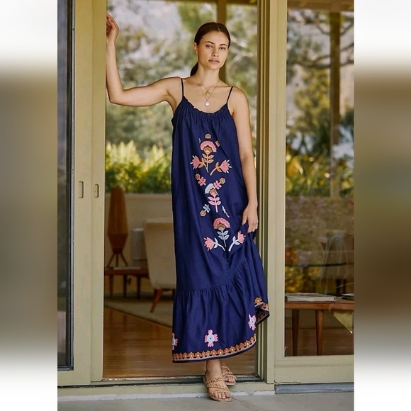 NEW! Anthropologie The Malika Embroidered Dress Size Medium
